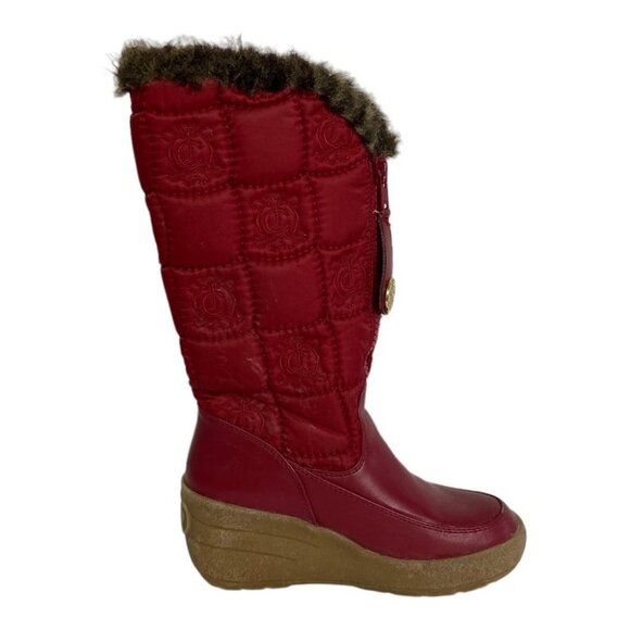Juicy Couture Wedge Snow Boots Size 7 Snowflurry Knee High Quilted Faux Fur Y2K - Picture 13 of 13